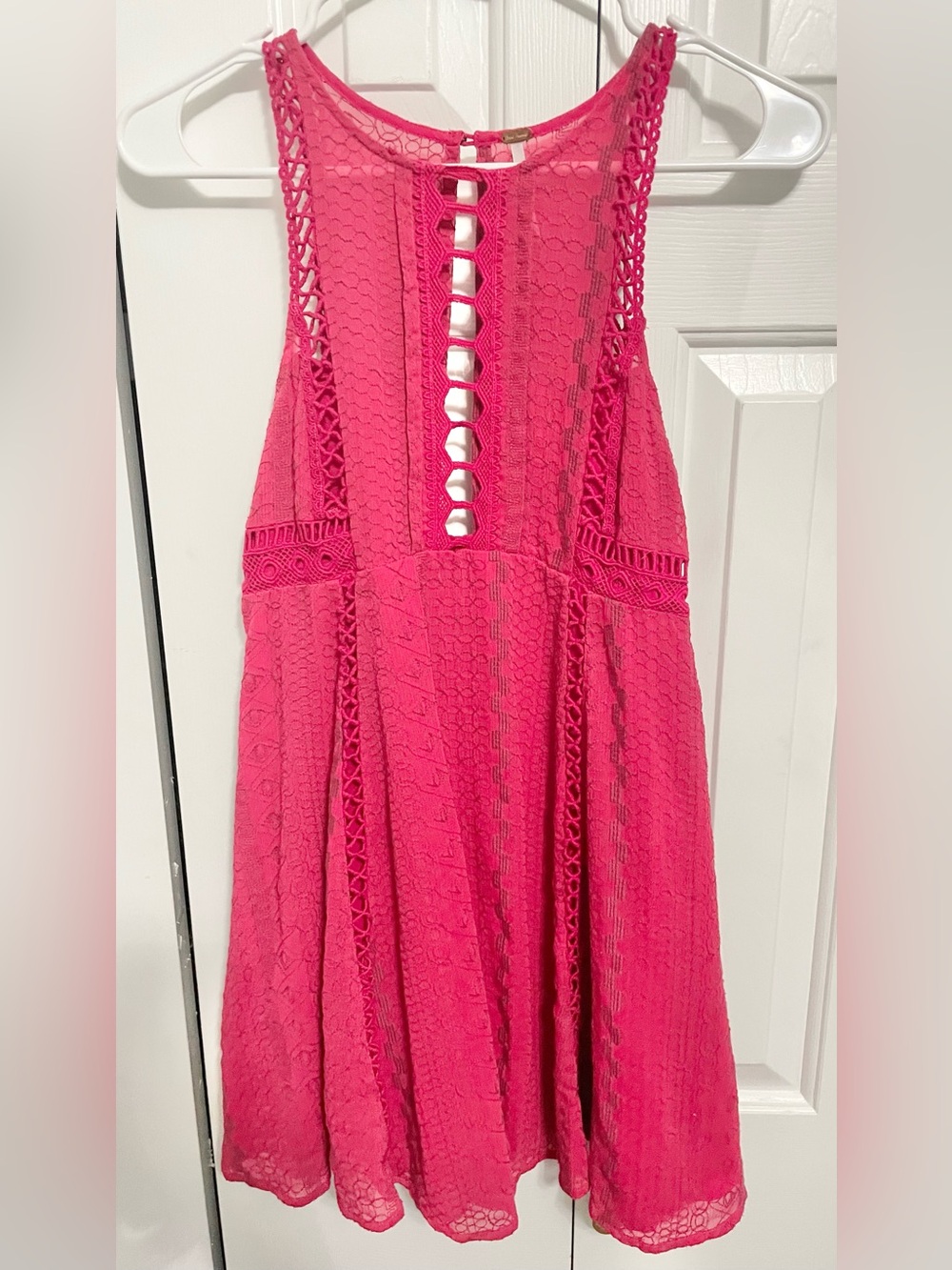 Free People Hot Pink Lace Midi Dress